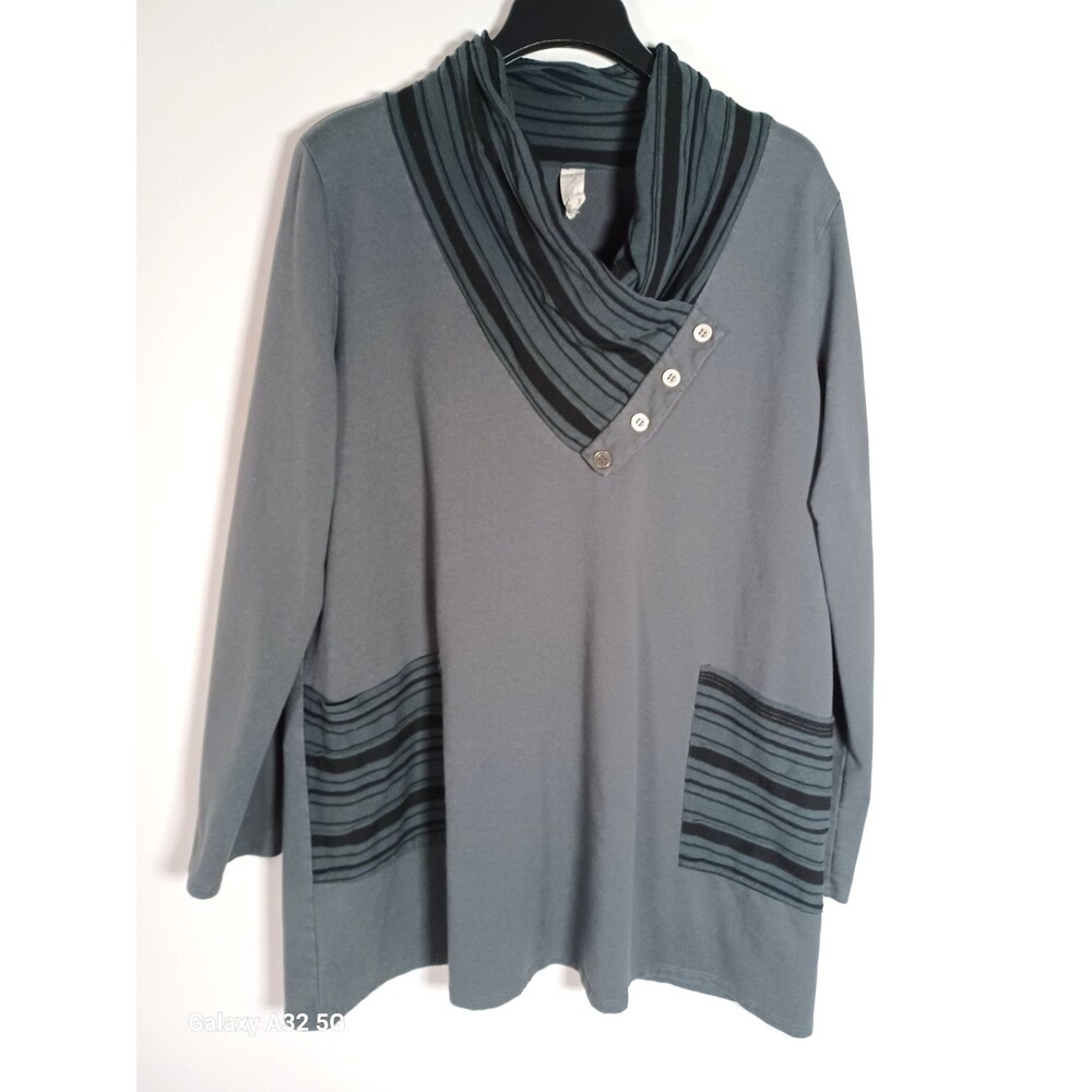 Chalet et eci Dress Tunic XL Crossover Neck Pockets Lagenlook Artsy‎ Eclectic